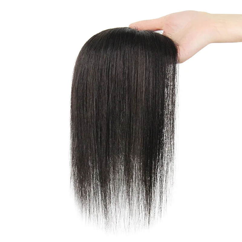 Parrucchino per capelli da donna Base in seta Topper per capelli umani lisci con 3 clip pezzi di capelli umani vergini sostituzione dei capelli castani 12x13