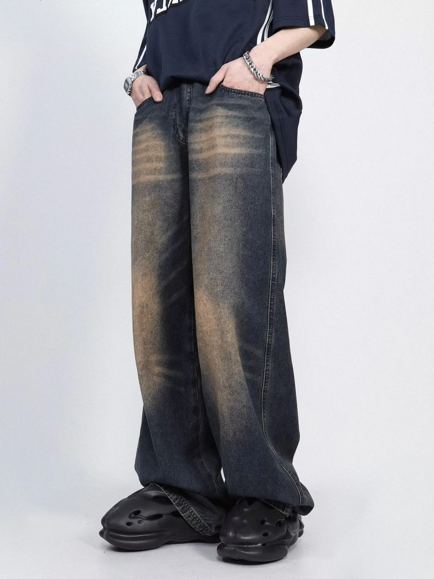 

American High-End Straight Leg Casual Jeans Men's Women's Drapey High Street INS Trendy Brand Waed Vintage Long Pants
