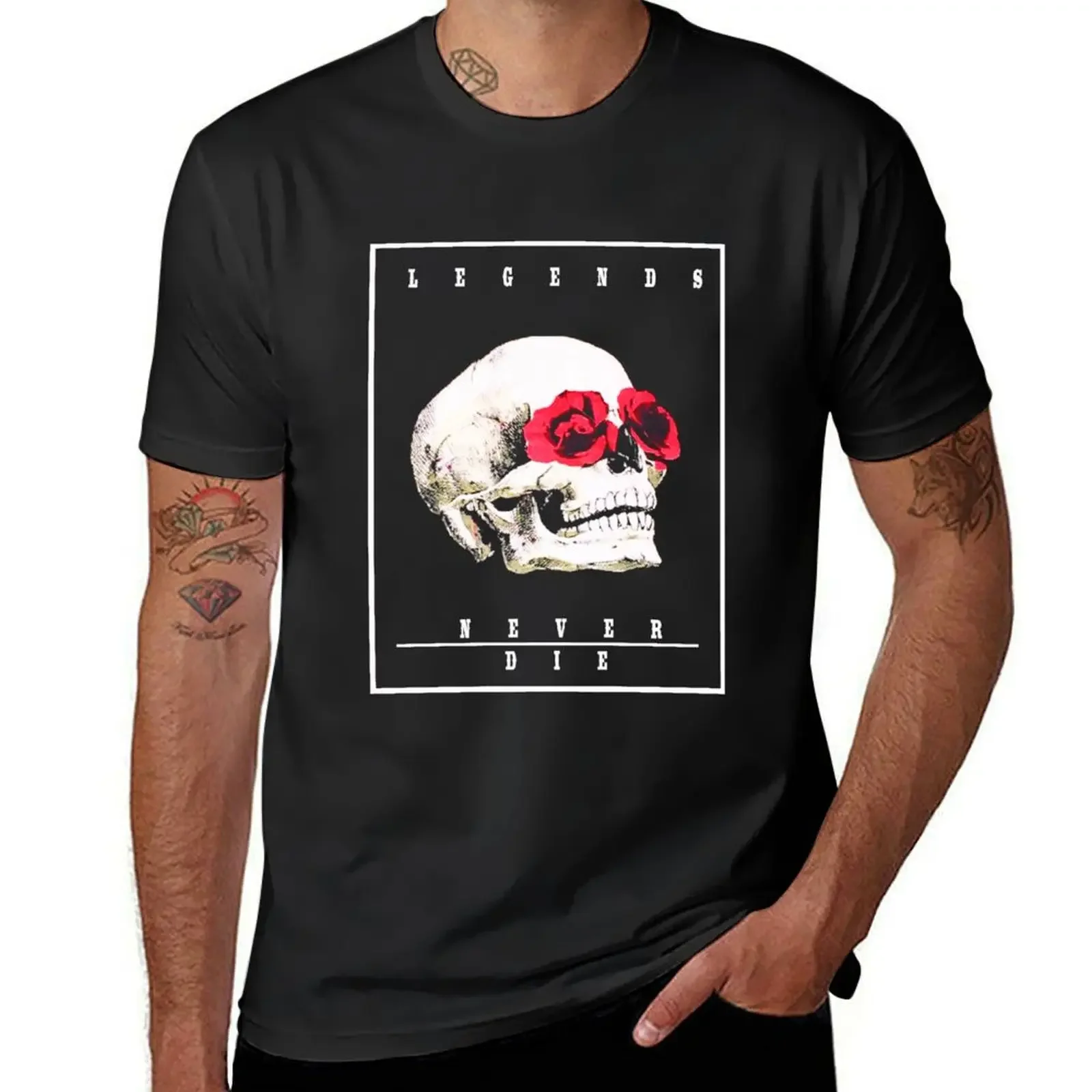 Legends Never Die Skull Rose T-Shirt Luxury man oversized t shirt customs design your own funny gifts workout shirts for men