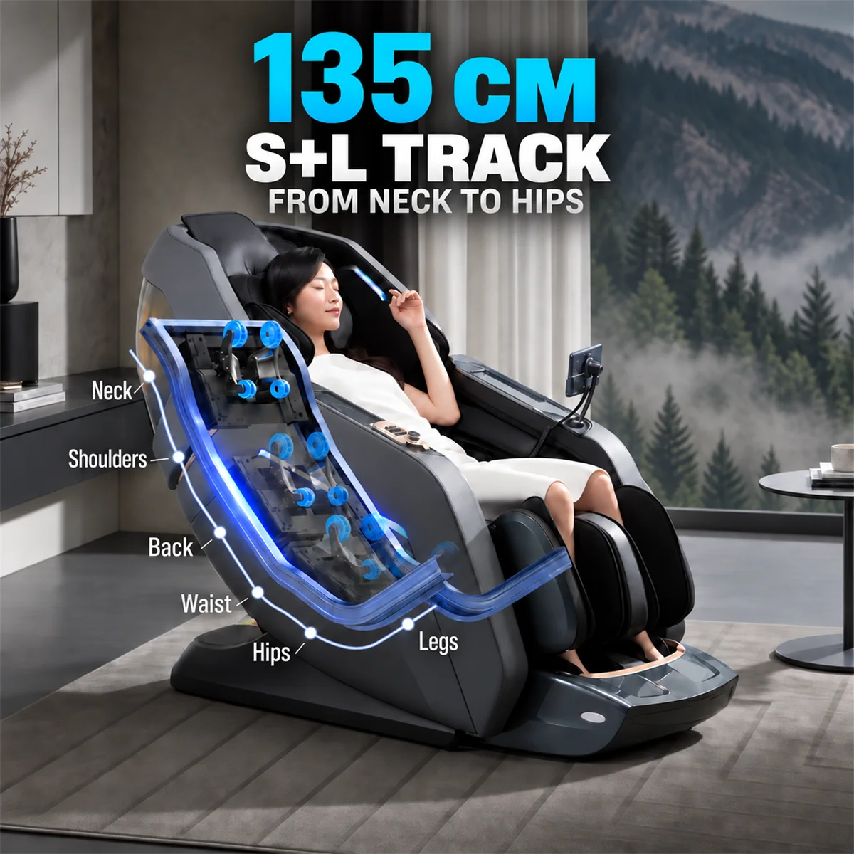 Massage Chair 4D Full Body Zero Gravity SL Track Airbag Massage Back Heating Foot Roller Bluetooth Russian Remote