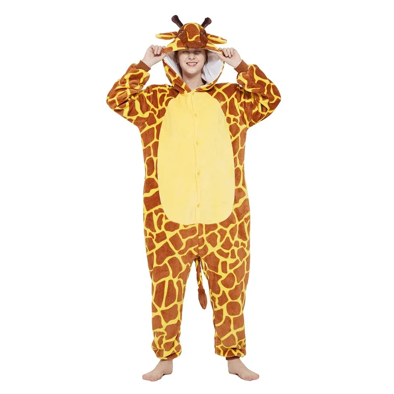 Kigurumi-Cosplay Set Voor Volwassenen, Giraffe Cartoon, Kikker, Kinderpyjama 'S, Winterkleren Voor Jongens En Meisjes