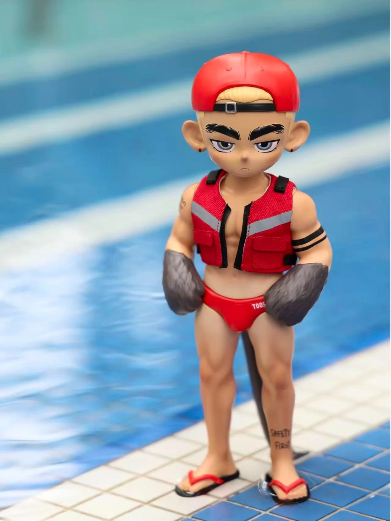 Toos-figura de niño con cabeza de ciervo, chico musculoso, chico guapo con tatuaje, muñeca guerrera, colección de parque corriendo, adorno, regalo de acompañamiento