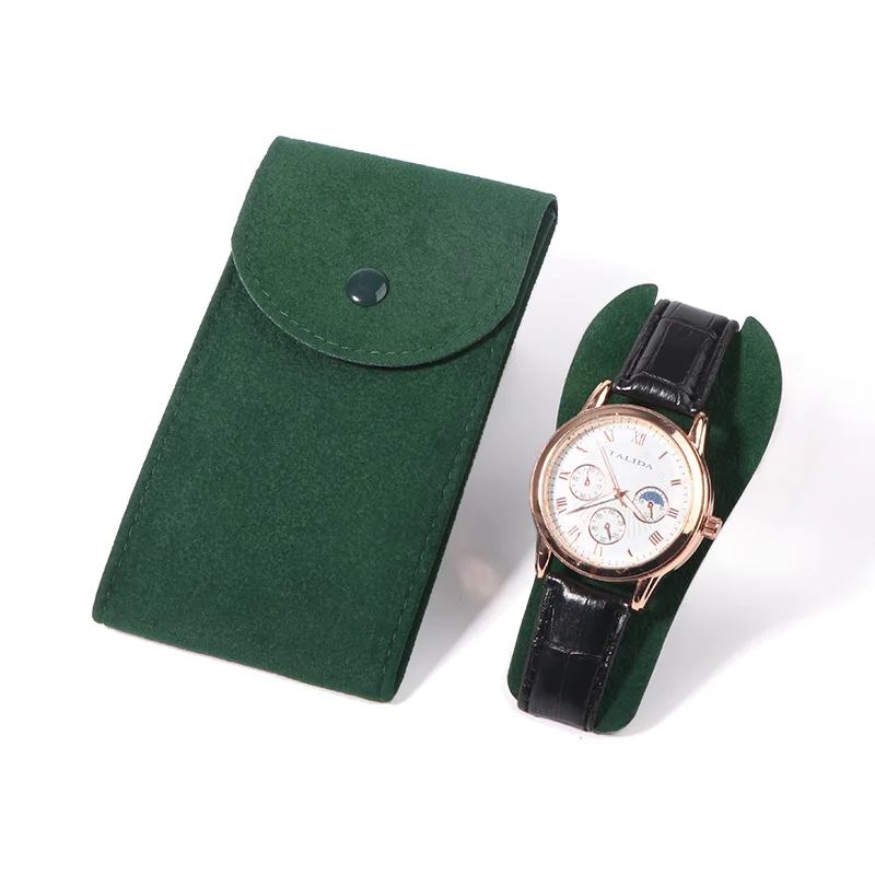 Hochwertige Flip-Top-Uhrentasche mit Knopfverschluss, Verdickte Samttasche, Tragbare Doppelseitige Kratzfeste Armbanduhr-Geschenktasche – Detail 8