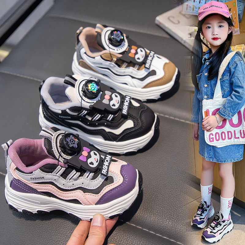 

Sanrios Sneakers Girl Keep Warm Kuromi Spring Anime Kawaii Cartoon Autumn New Thick Sole Leisure Running Shoes Versatile