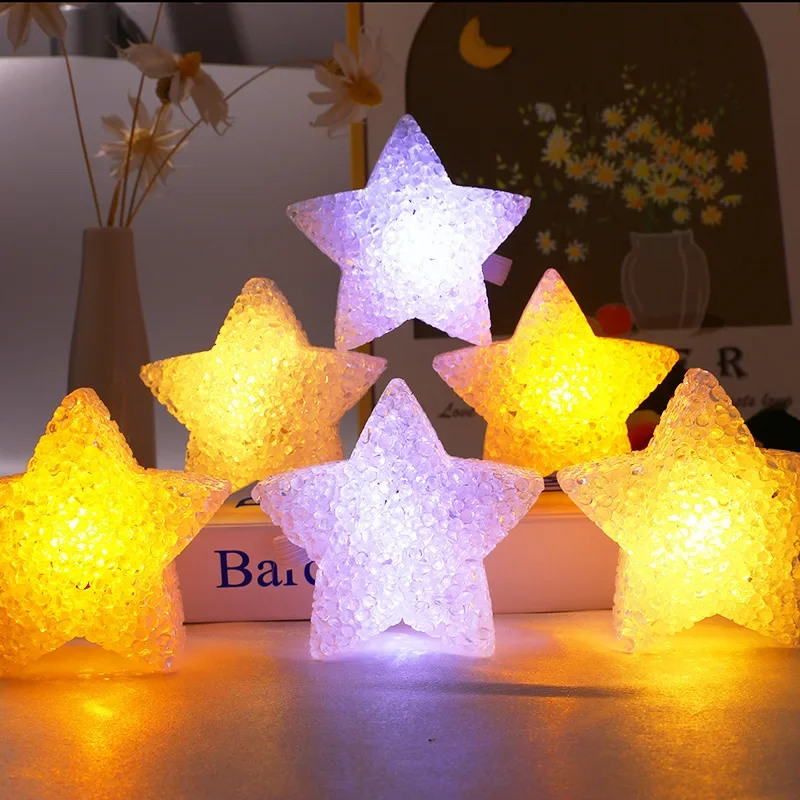 Minilámpara LED de estrella de dibujos animados, luces nocturnas alimentadas por batería, accesorios de rendimiento de escenario, decoración, juguete para niños y bebés, regalo