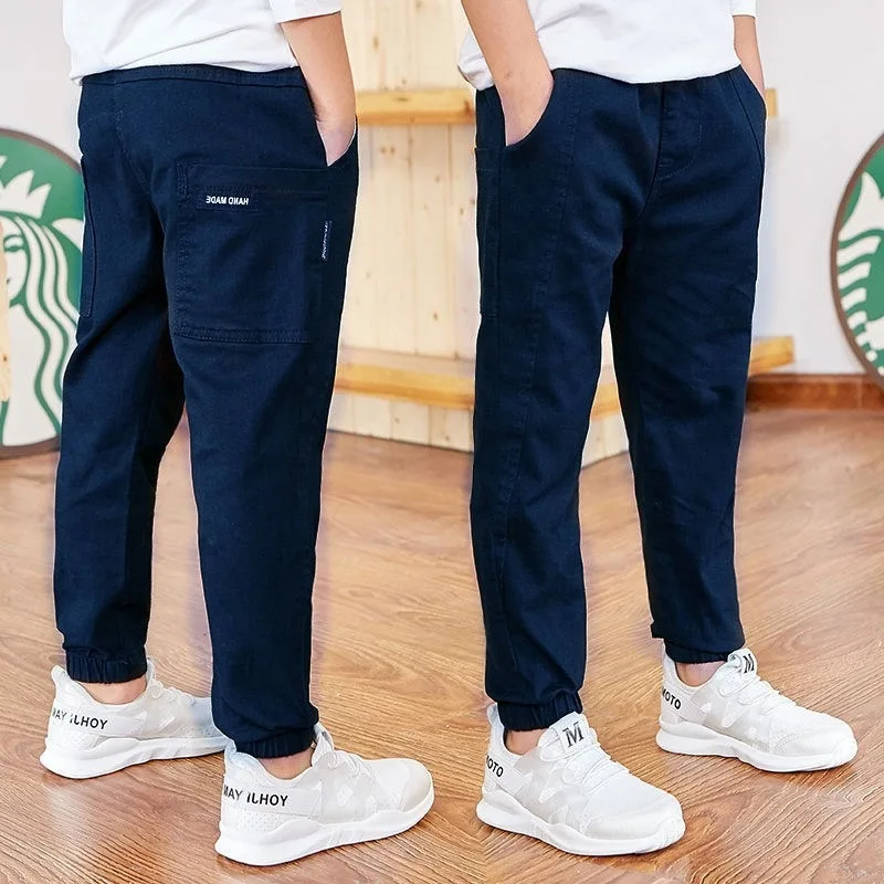 Solid  Colored Sports Cotton Long Work Pants for Boys in Spring and Autumn They Are Suitable for Children Aged  6 7 10 11 and 12