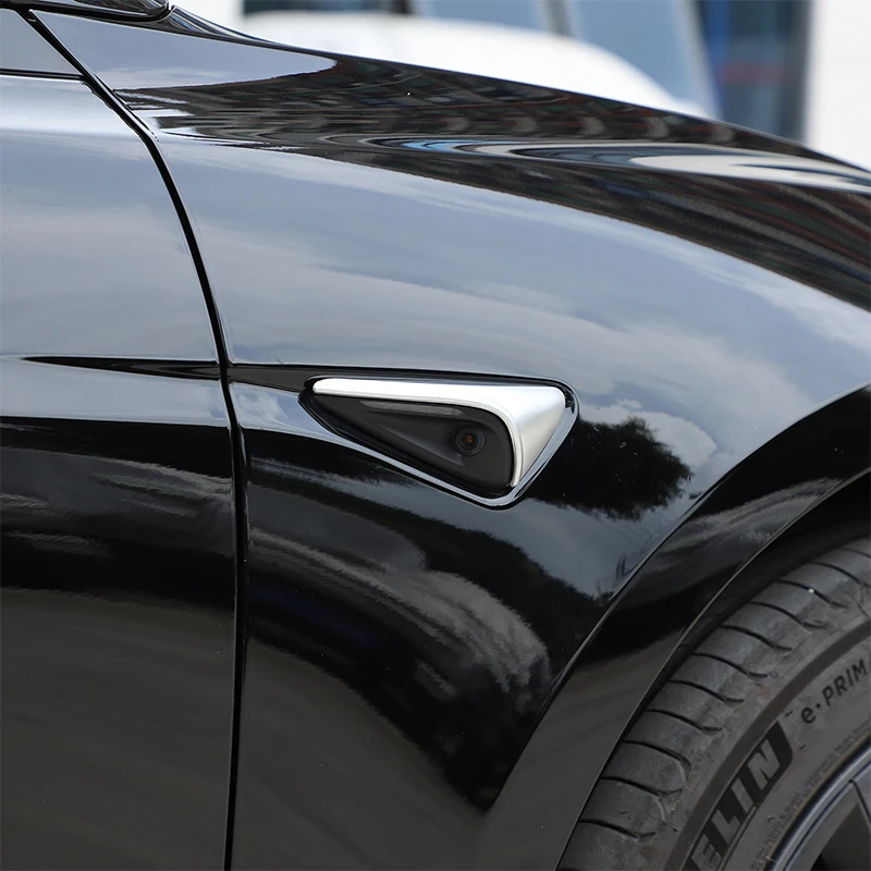 Für Tesla Model 3 ab 2023/Model Y ab 2025: Fenchelblatt-Design Blinkerabdeckung, Karosserie-Dekorblenden für Blinker, ABS Chrom, 2 Stück – Detail 9