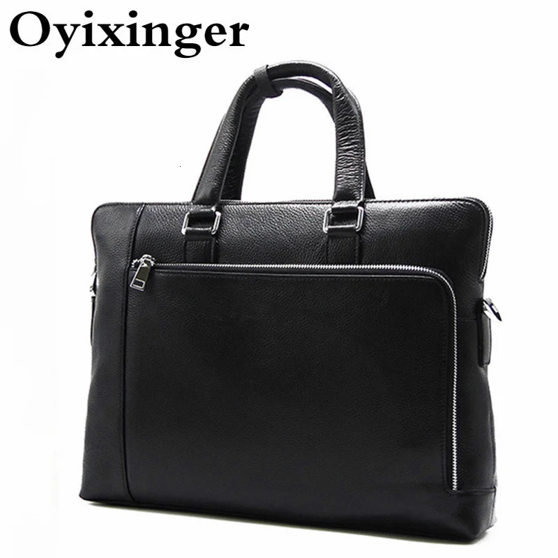 Men's Luxury Cowhide Briefcase Black  Man Crossbody Real Leather Bags For Male Business Shoulder Handbags Bandolera Hombre 2024