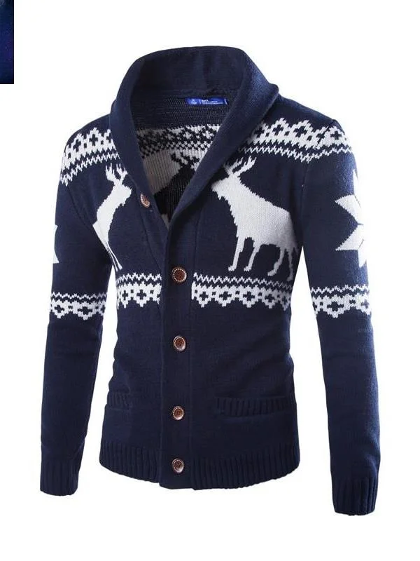 

Мужской повседневный свитер Cisas с узором оленя, круглый трикотаж Ne Long Sve, легкий удобный зимний топ