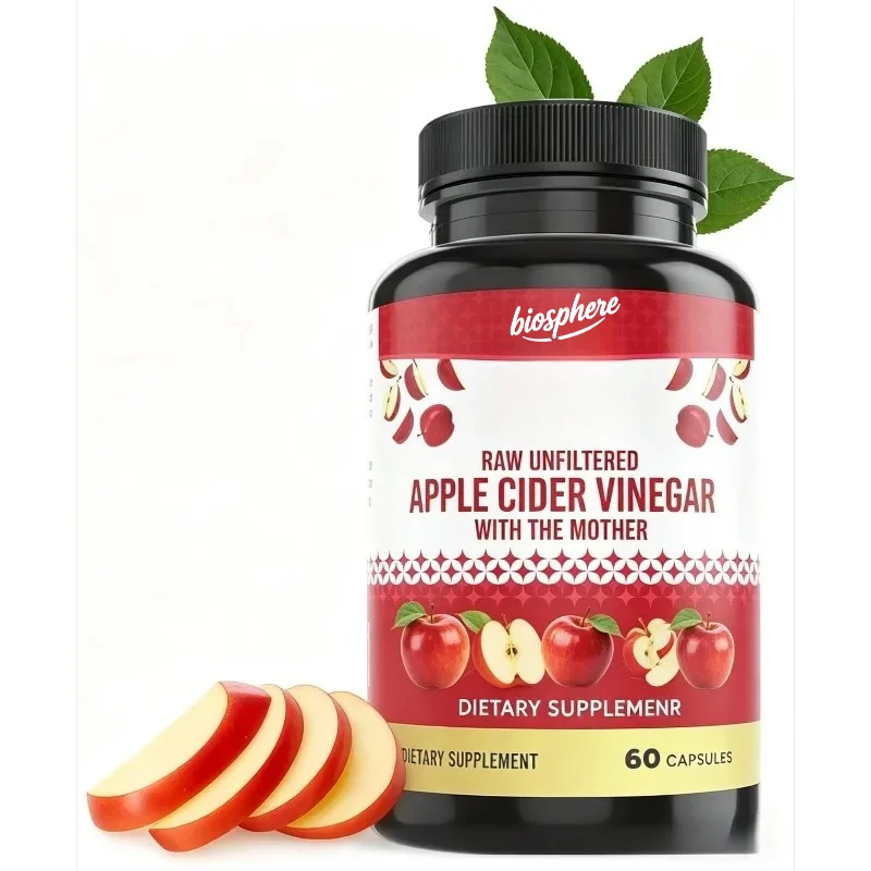 

Apple cider vinegar organic capsules help improve digestion, unfiltered vinegar capsules, 1600MG (60 capsules)