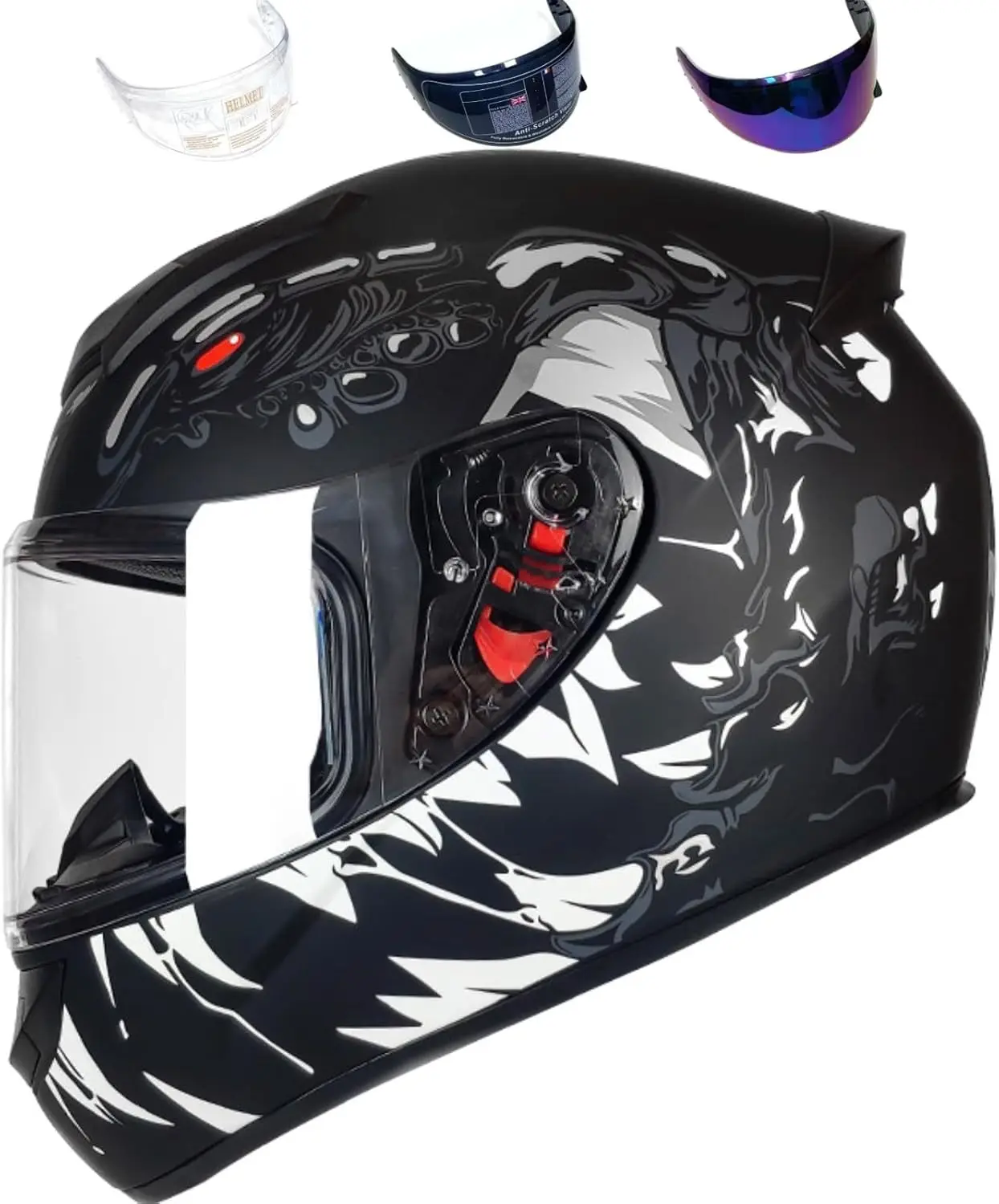 

Full Face Motorcycle Helmet Racing Motocross Helmets with Pinlock Compatible Clear Tinted Visors DOT Model Approved Street Bike