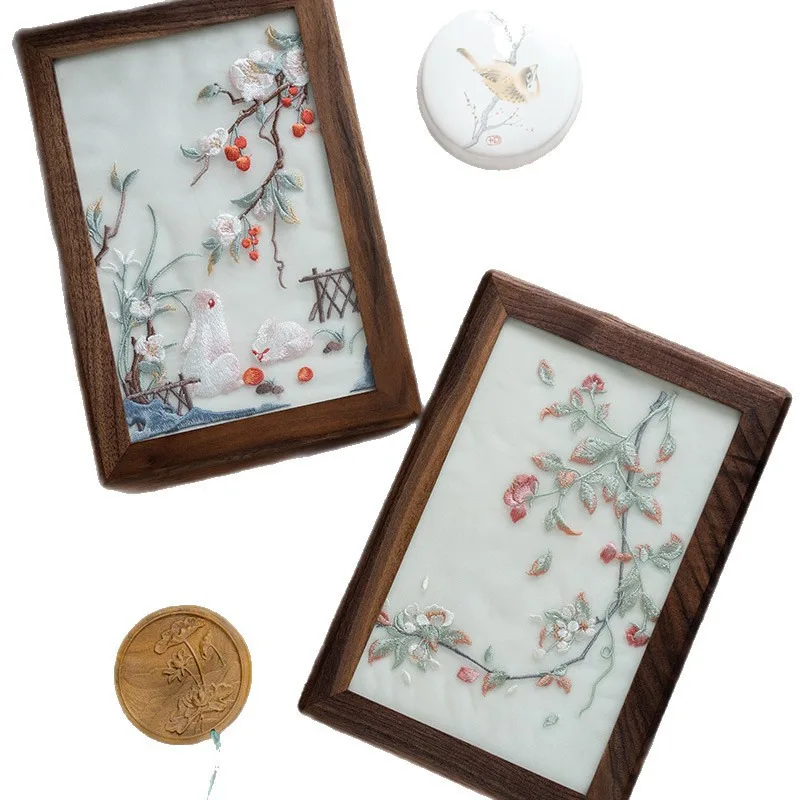 

Jewelry box wedding gift for girlfriend embroidery bride solid wood girlfriend gift