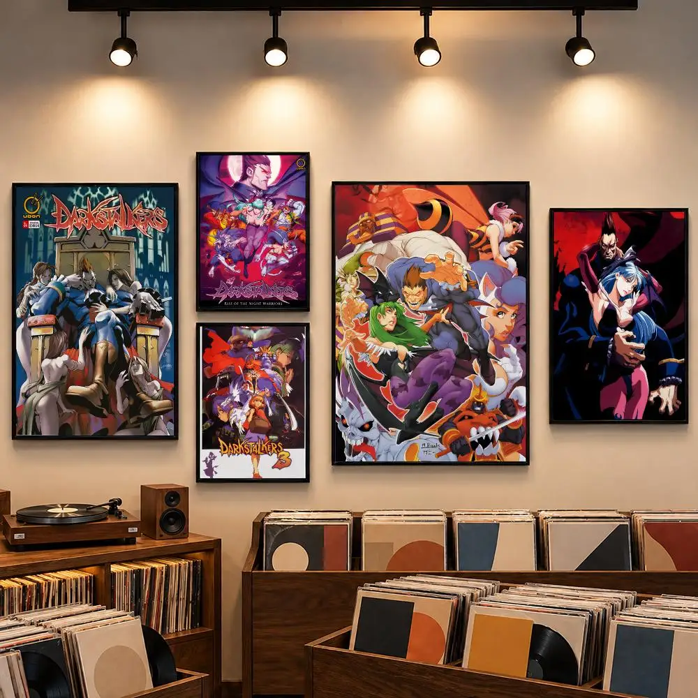 Darkstalkers Gothic Fighting Game Poster Self-adhesive Art Waterproof Paper Sticker Coffee House Bar Room Wall Decor