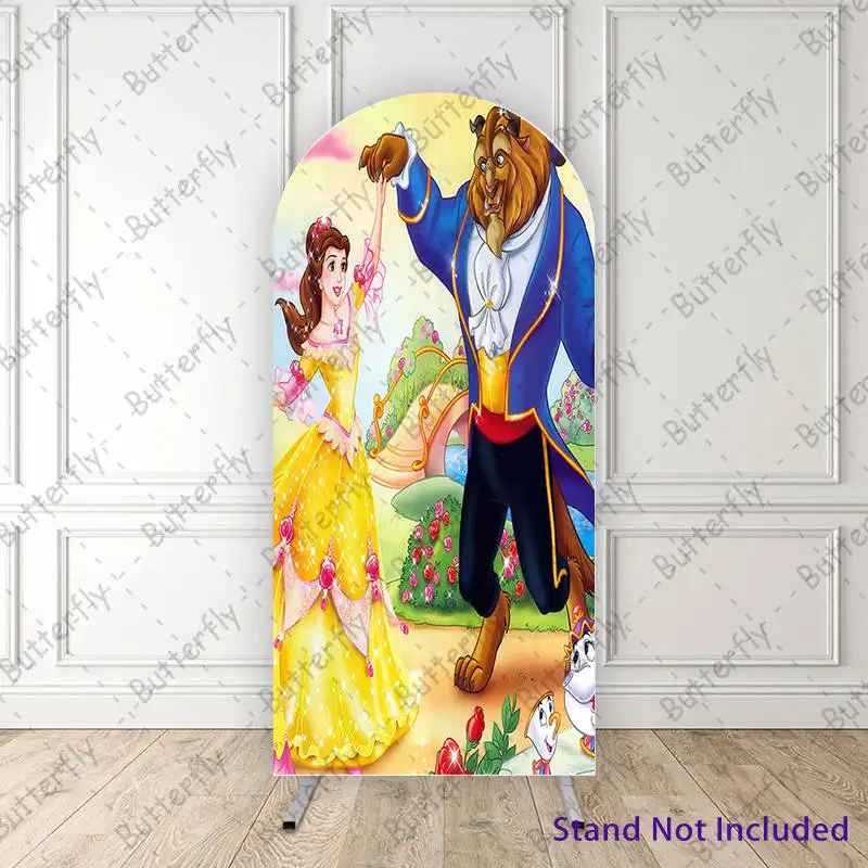 Flowers Disney Beauty And The Beast Belle Princess Adam Dance Arch Backdrop Cover Girls Birthday Party Background Decoration