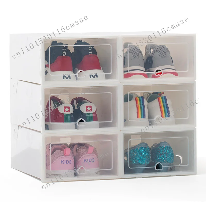 NEW 6Packs Transparent Shoe Box Shoes Organizers Plastic Thickened Foldable Dustproof Storage  Stackable Combined Shoe Cabinet