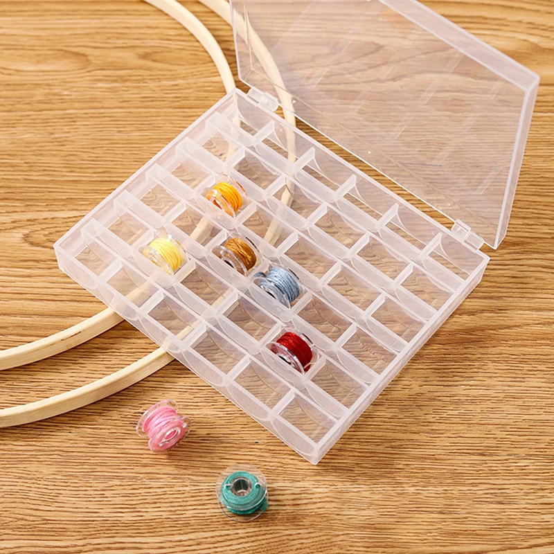 36 Slots Bobbins Box Storage Spool Case Sewing Machine Bobbin/Thread Store Plastic Clear Transparent Holder Box Spindle Box DIY