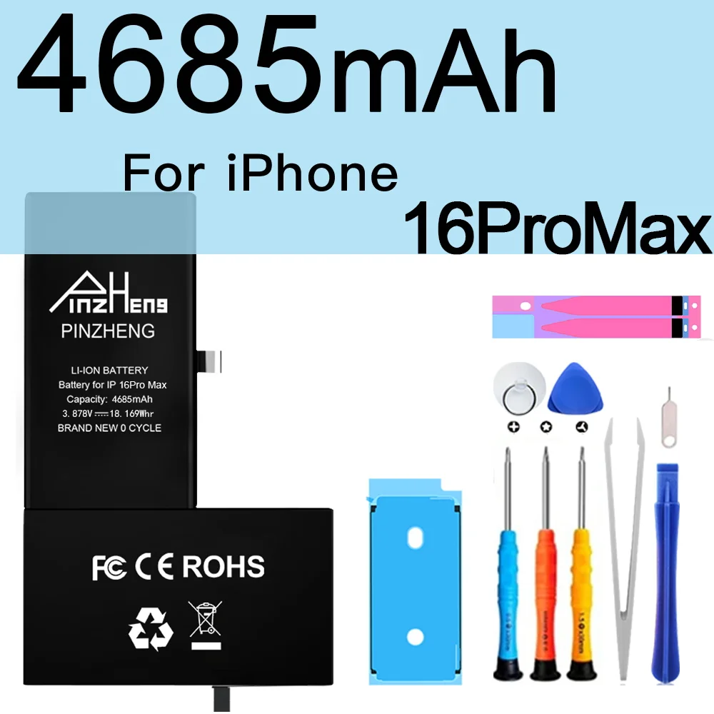PINZHENG Hochleistungsakku für iPhone 14 15 16 Pro Max Ersatzakku für iPhone 16 15 14 Pro 15 16 14 Plus Batterie