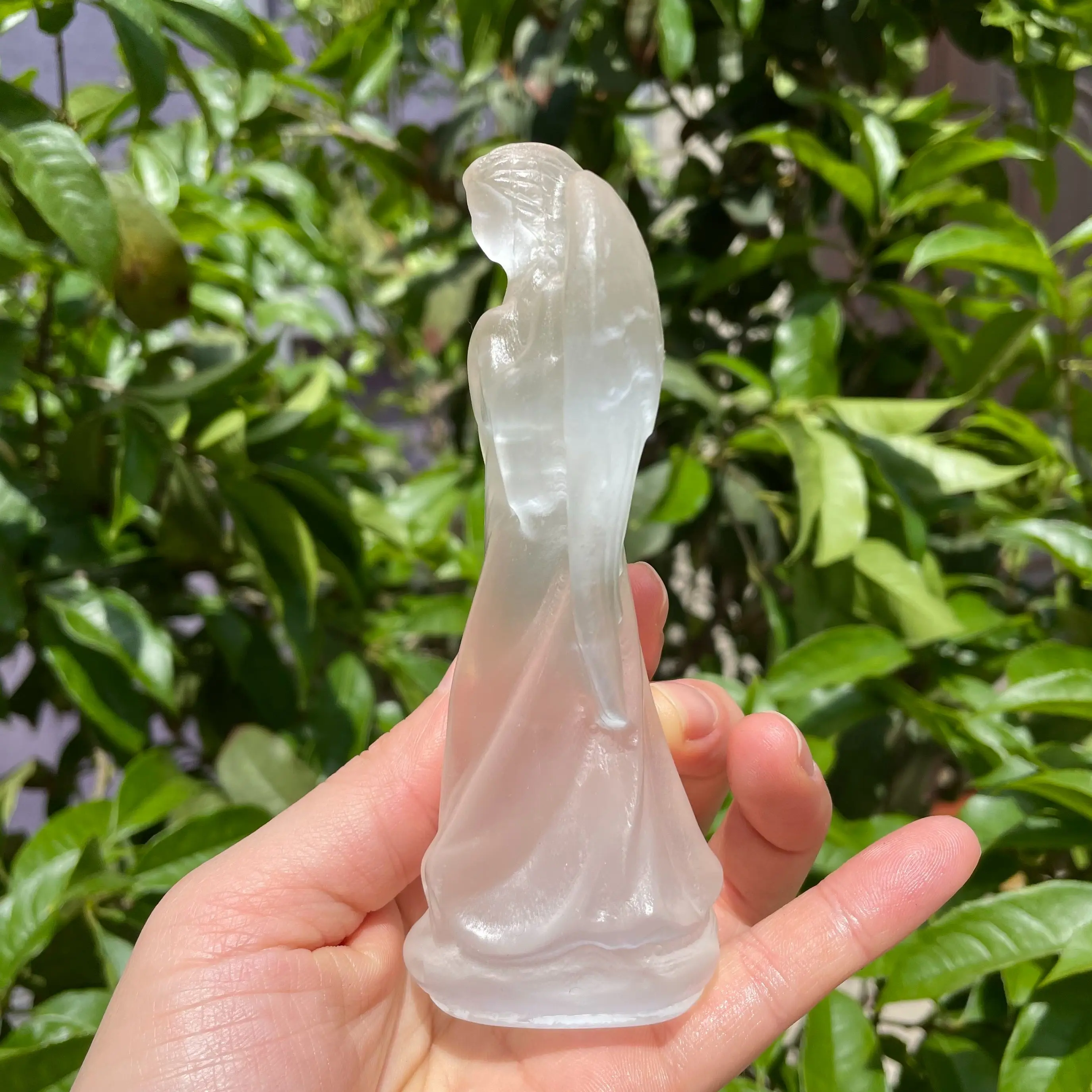 12cm Natural Selenite Crystal Carvings Angel Figure Gypsum Ornament Statue Reiki Healing Decorative Sculpture Modern Room Design