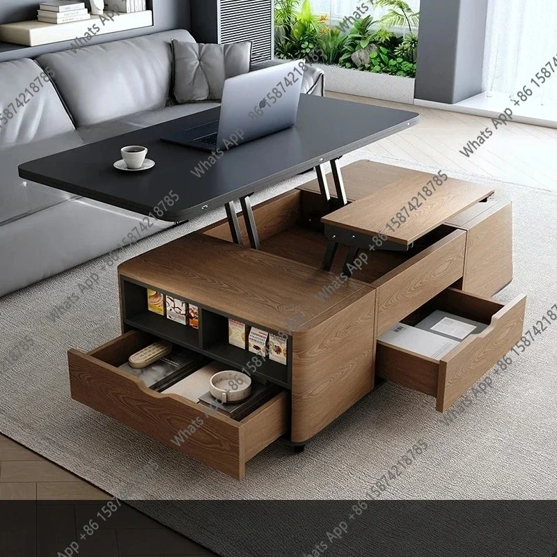 Io S Two-in-one Household With Stool Living Room Multifunctional Rock Slab Lift Coffee Table Dining Table Integrated Dual-purpo