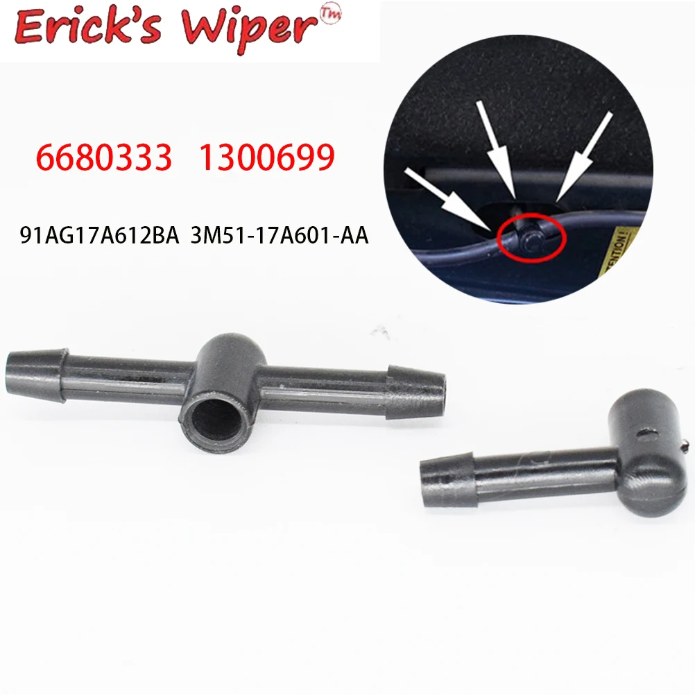 

Erick's Wiper 2Pcs Front Windscreen Wiper Washer Nozzle Jet Connector L & T Piece Set For Ford Focus MK2 MK3 Car Accessories