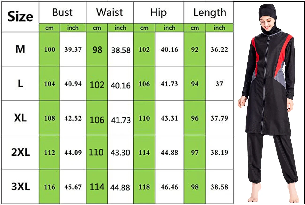 Plus Size Modest Muslim Swimwear Hijab 3 Pieces Set Islamic Swimsuit Women Burkini Bathing Suit Beach Wear Full Cover Sportwear