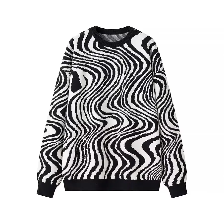 ZAB Осенний новый женский модный свободный свитер с рисунком зебры, уличный свитер с длинным светом, круглый Ne полиэфирное волокно