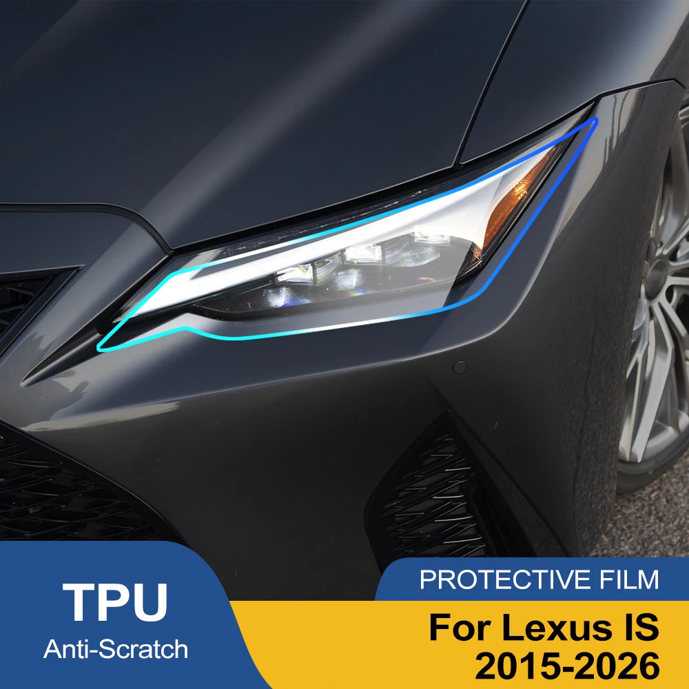 Premium High-Gloss Smoke Black TPU Headlight Protection Film for Lexus IS 2015-2026 Pre-Cut PPF Anti-Scratch Headlight Vinyl Kit