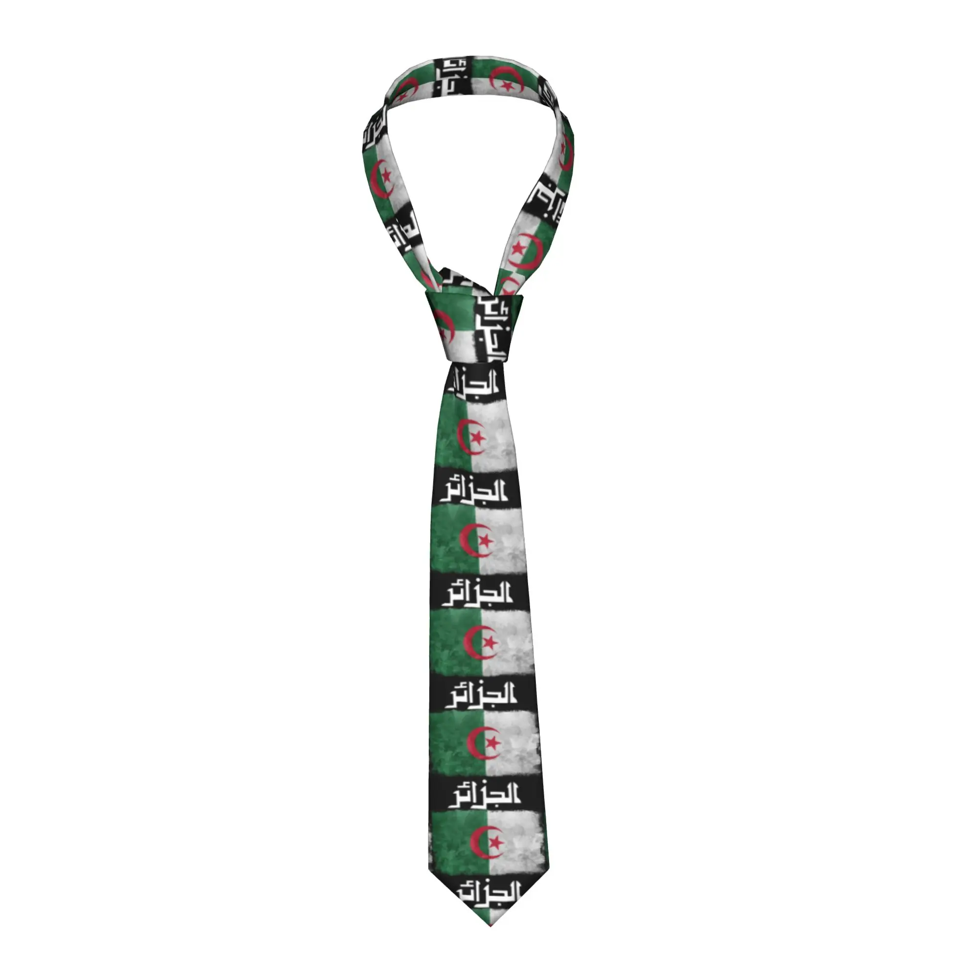 Algeria Flag Dz Tie  Custom DIY Neck Ties Classic Elegant Collar Tie Men Leisure Necktie Accessories