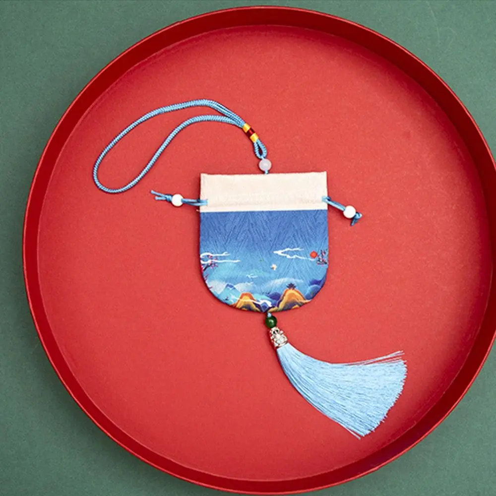 Hanging Decoration Cloth Flower Tassel Drawstring Chinese Style Storage Bag Women Jewelry Bag Purse Pouch Empty Sachet