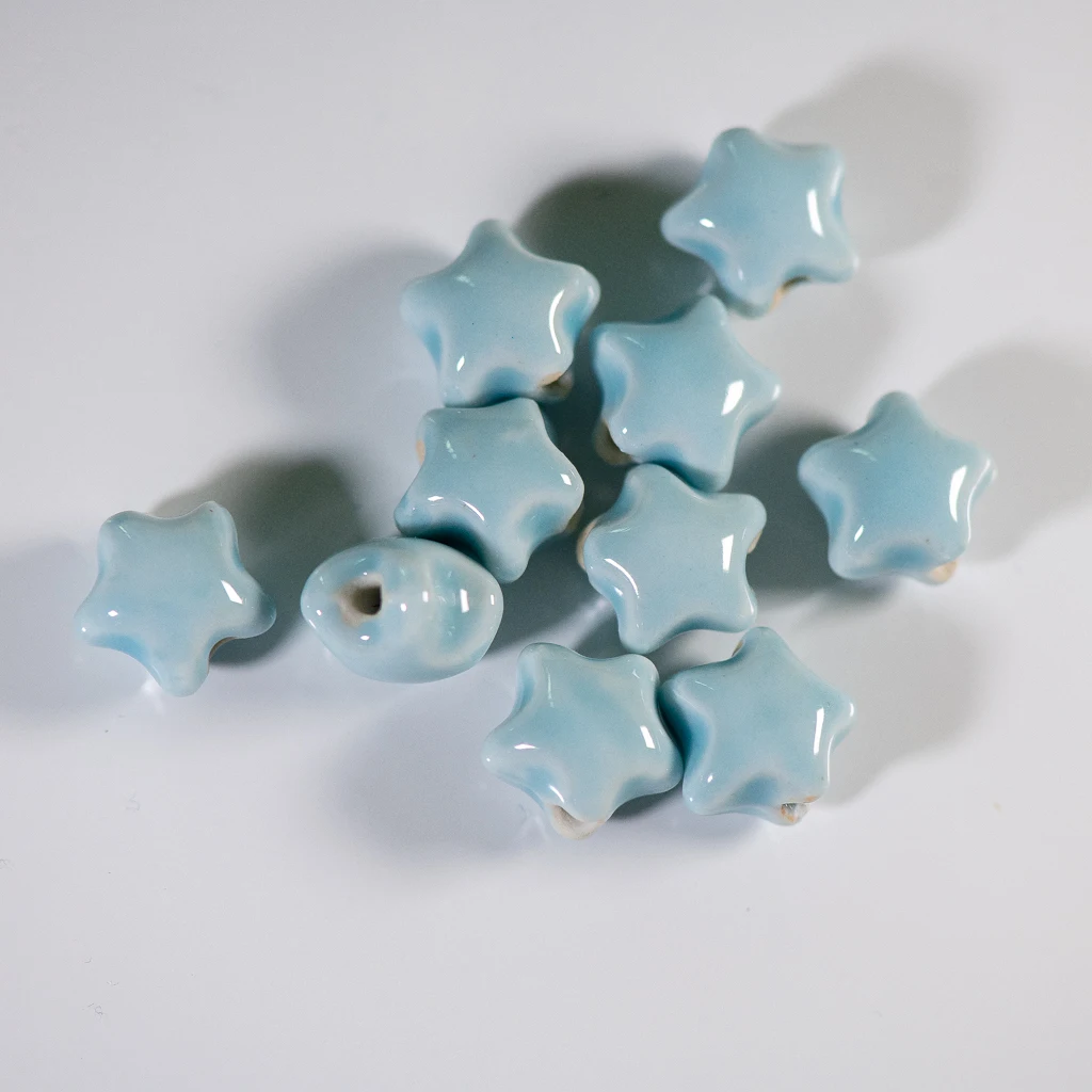 Colorful 15mm Star Ceramic Beads Handmade Accessories For Jewelry Making DIY Crafts Unique Beading Supplies