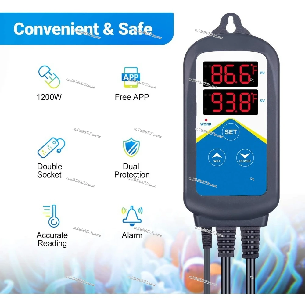 

New Upgrade-ITC-306A WiFi Temperature Controller, Wi-Fi Aquarium Thermostat Heater Controller 120V~1200W Temperature Control