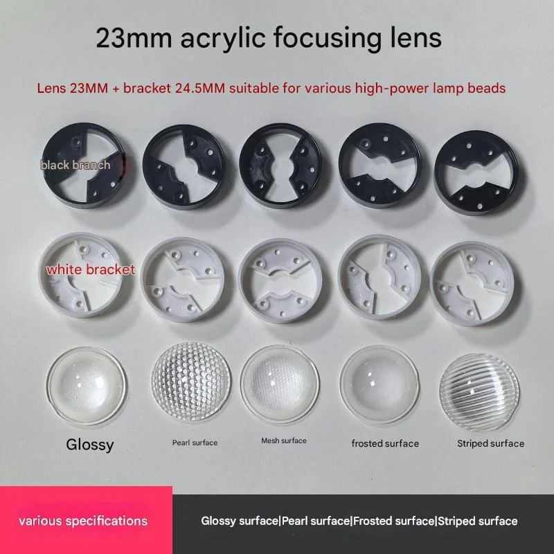 

23mm Acrylic LED Plano - Convex Lens Optical Lens with Smooth Frosted Beaded Net - like and Striped Surfaces