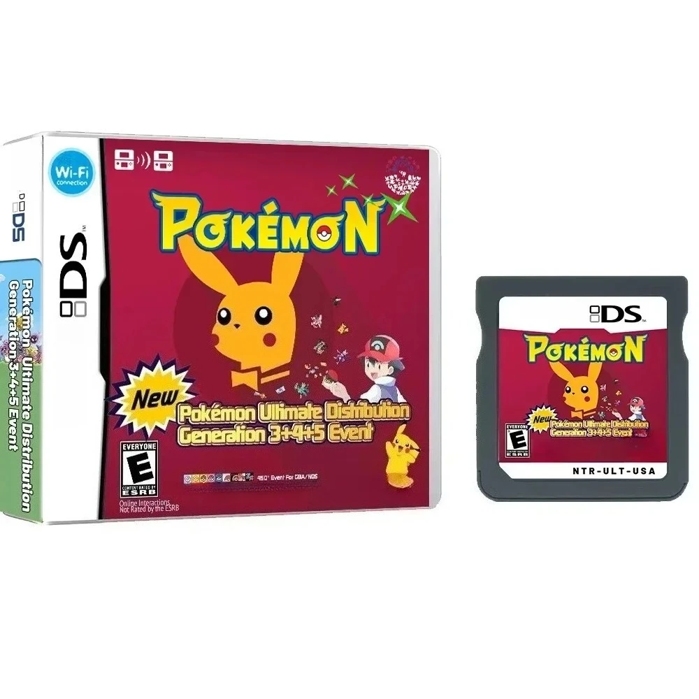 Cartucho de videojuego NDS, Pokémon Ultimate Distribution Gen 3, 4, y 5 cartuchos de juego para eventos, con manual de instrucciones