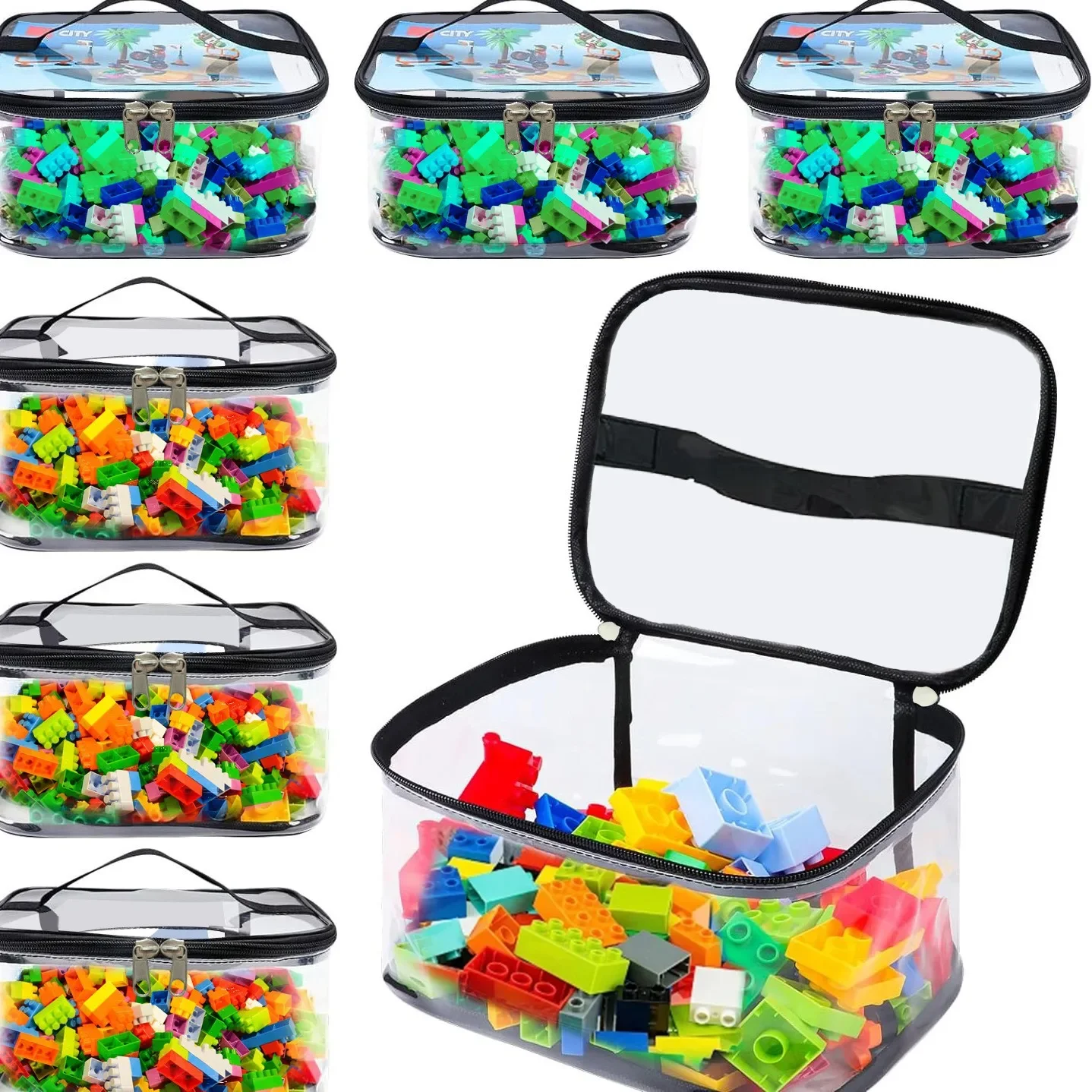 1/2 stücke Bausteine Lagerung Tasche Große Kapazität Klar PVC Lagerung Container Für Puzzle Block Eingestuft Organizer Tasche