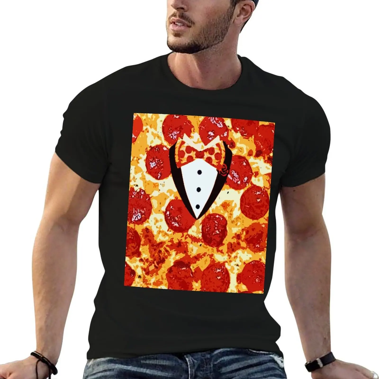 

Pepperoni Pizza Tuxedo T-Shirt man graphic t shirt funny t shirts cotton t shirts for man graphic tees T-Shirt