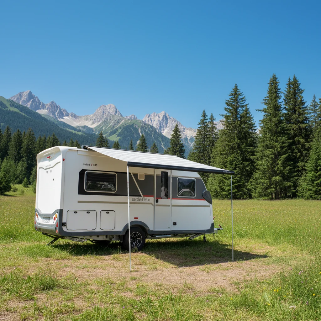 300x250cm Roof Mounted RV Awning Retractable Cassette Canopy Aluminum Alloy Frame for Outdoor Camping,Custom Size