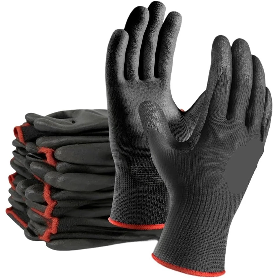 4/10/20PCS Nylon PU Coated Work Gloves Non Slip Durable Gloves for Woodworking Gardening Construction Camping Outdoor Labor