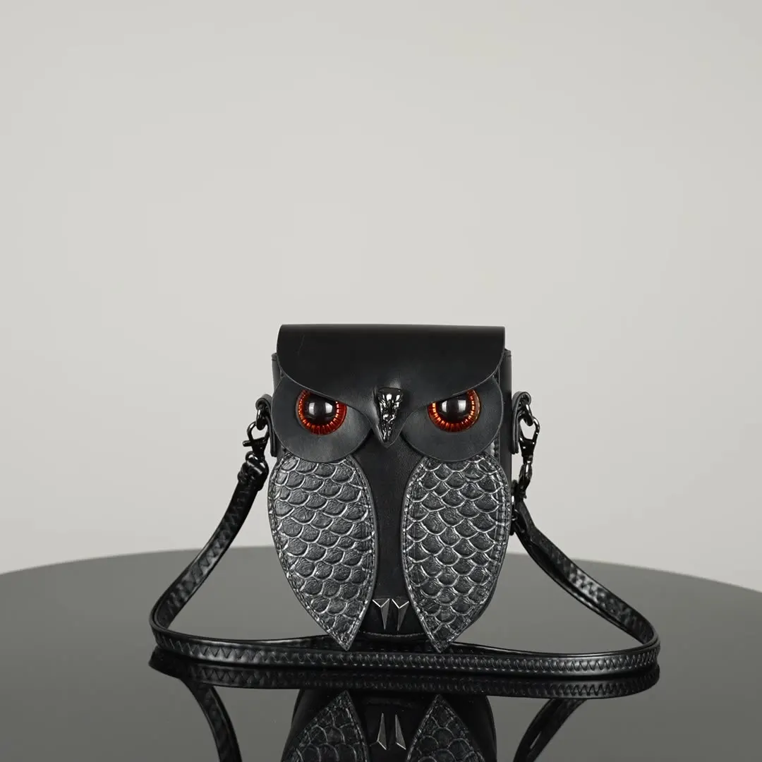 

Персонализированная женская сумка на плечо из искусственной кожи в стиле ретро, маленькая сумка с наклонным крестом в стиле панк, сова, игривый креативный кошелек для монет, вечерние, музыкальный фестиваль