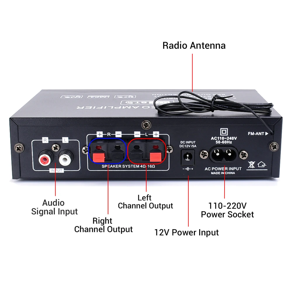 Woopker AK52 Pro/AK55/AK45 Pro/AK35 HiFi-Leistungsverstärker 2.1-Kanal Bluetooth-Audioverstärker Subwoofer-Ausgang Digitaler Stereo-Receiver – Detail 8