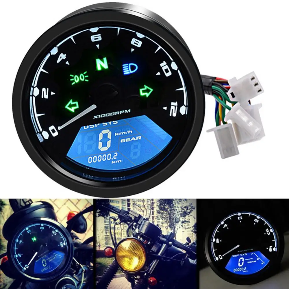 Universal Tachometer Odometer Speedometer 8-18V LCD Digital Motorcycle Supplies