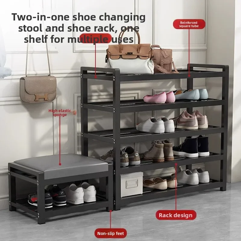

Shoe rack multi-layer household door 2025 new entry door simple to sit shoe change stool indoor shoe cabinet