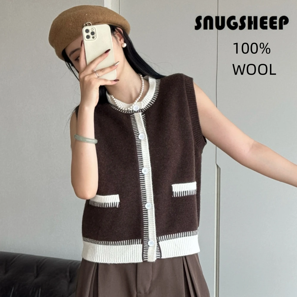 fashion women vest 2024 winter knit sweater sleeveless top wool gilet elegant womens tops korean black clothes sleeveless preppy