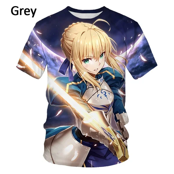 New Casual Cool Round Neck Short Sleeve Fashion Fate/stay Night Printing 3d Printing T Shirt Men\'s T-shirt