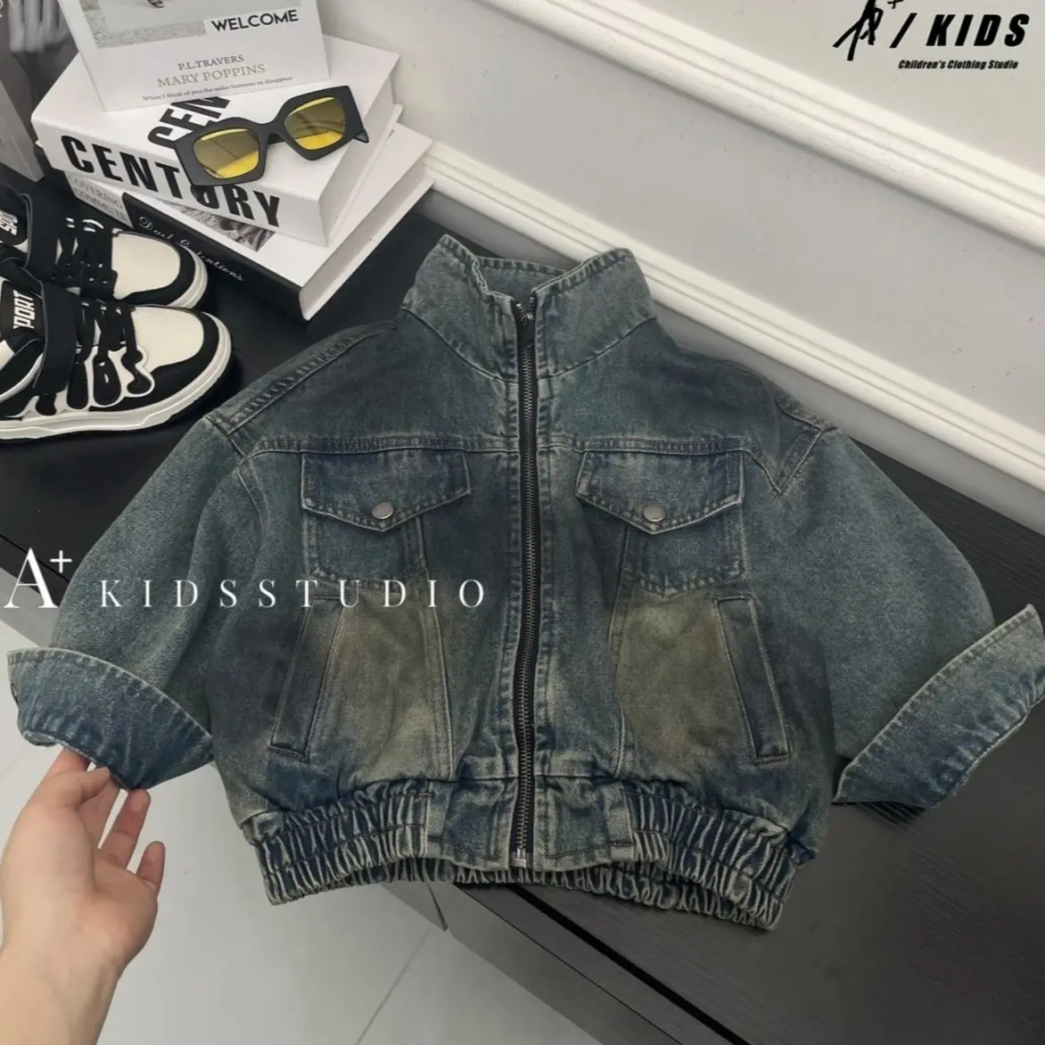 

Boys Jacket kids Girl coat Spring and Autumn Children's Denim jacket Retro Used Sand Washed Heavy Industry Designer Jeans