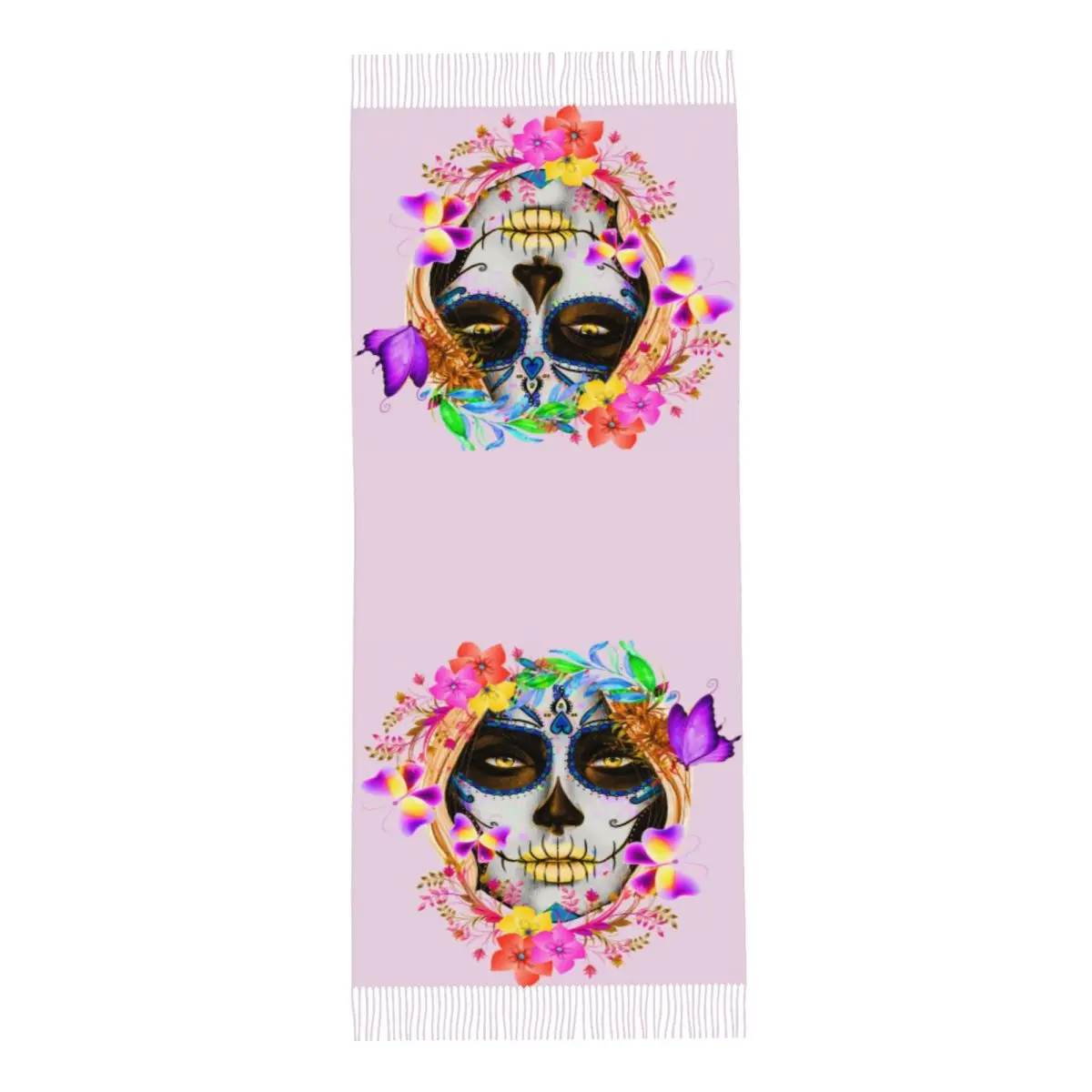 Impressão personalizada catrina mexicano açúcar crânio senhora cachecol feminino inverno outono cachecóis quentes dia dos mortos xales envoltórios