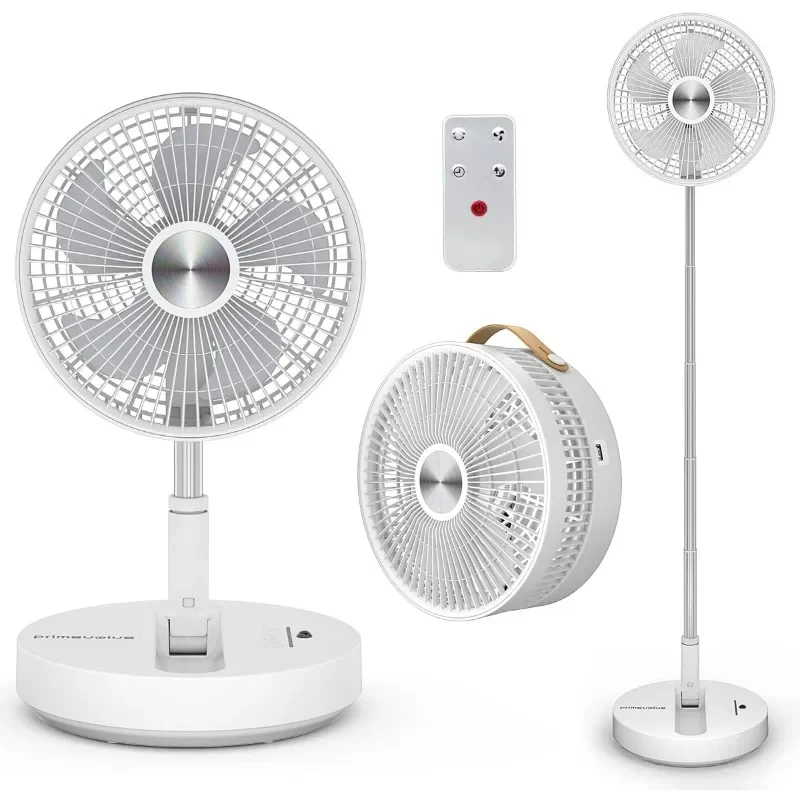 

Primevolve Oscillating Fan with Remote, Battery Operated Fan Adjustable Height, USB Rechargeable- 4 Speeds, 8H Timer Setting