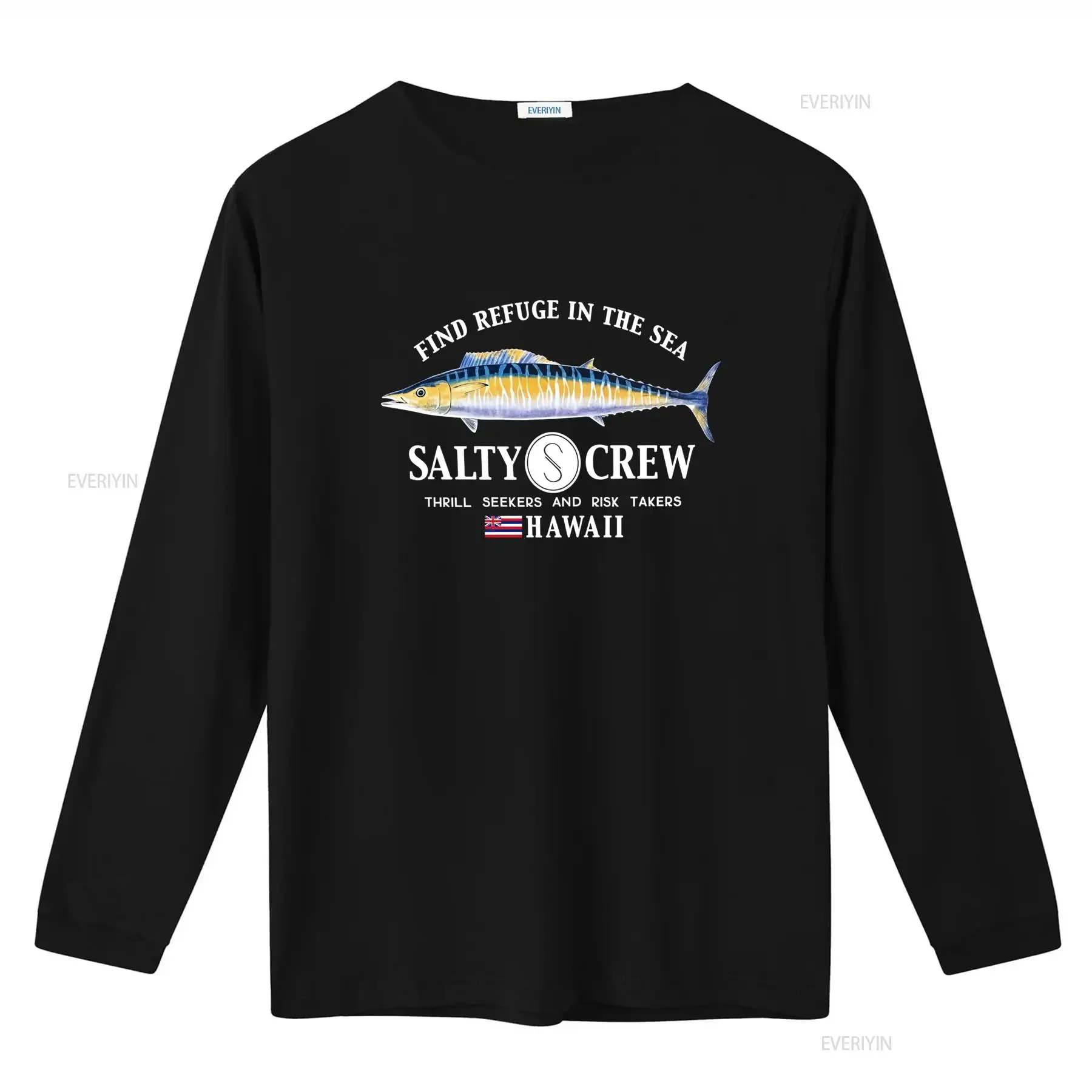 Salty Crew Women's T Shirt Wahoo Hawaii Island Boyfriend Relaxed Fit Premium Find Refuge in the Sea Thrill Seekers and Risk