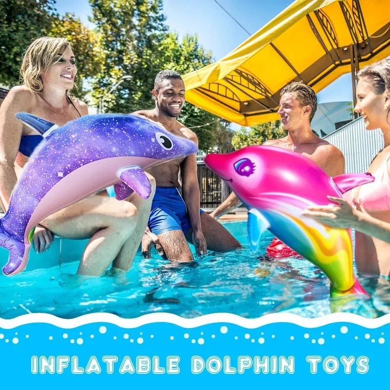 Inflatable Dolphin Rainbow Inflatable Toy Inflate Pool Beach Birthday Party Decoration Float Water Sports Inflatable Toy