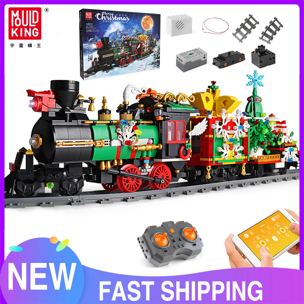

Mold King 12012, технический поезд, игрушки, моторизованный рождественский поезд, строительный блок, сборный поезд, набор кирпичей, детский рождественский подарок