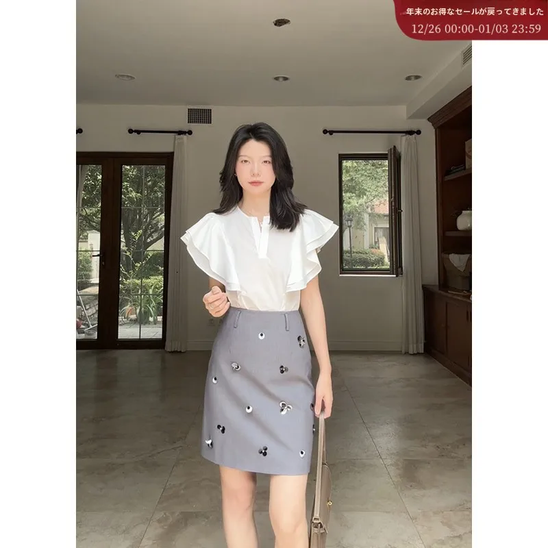 

Ele Design 00% хлопок, новая летняя облегающая юбка трапециевидной формы с топом Lotus Le Sve, модный женский комплект